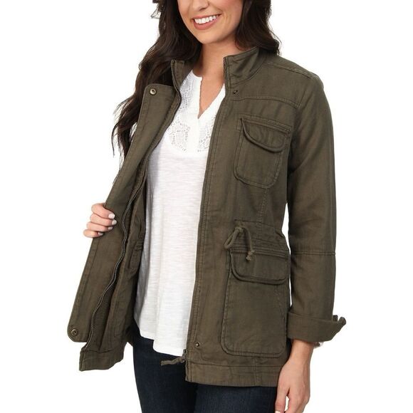 Lucky Brand Linen Blend Core Military Jacket, Sz Large - Picture 1 of 13